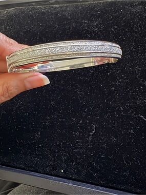 Sparkling Sterling Silver Pave Bangle Bracelet
